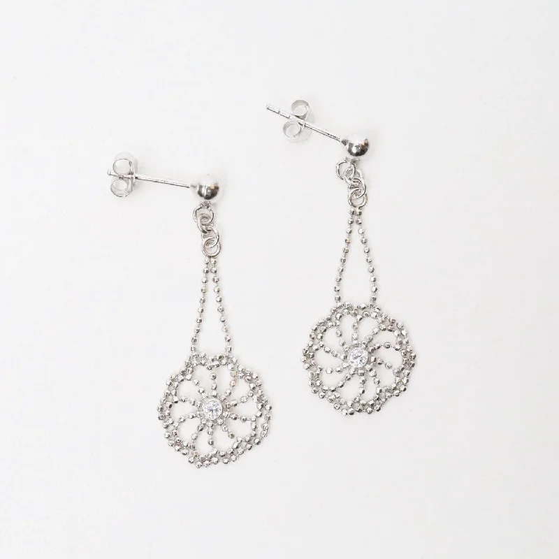 Beautiful Pearl Drop Earrings For Elegant Glam-Sterling Silver Sand Dollar with CZ Earrings