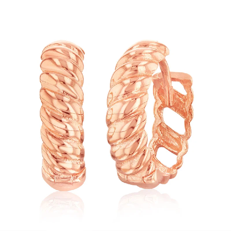 Natural Earrings For Eco-Conscious Shoppers-9ct Rose Gold Patterned 10.5mm Hoop Earrings