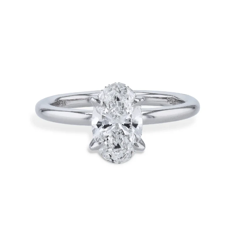 Affordable Gold Engagement Rings For Brides-1.50 Carat Oval Diamond Platinum Engagement Ring