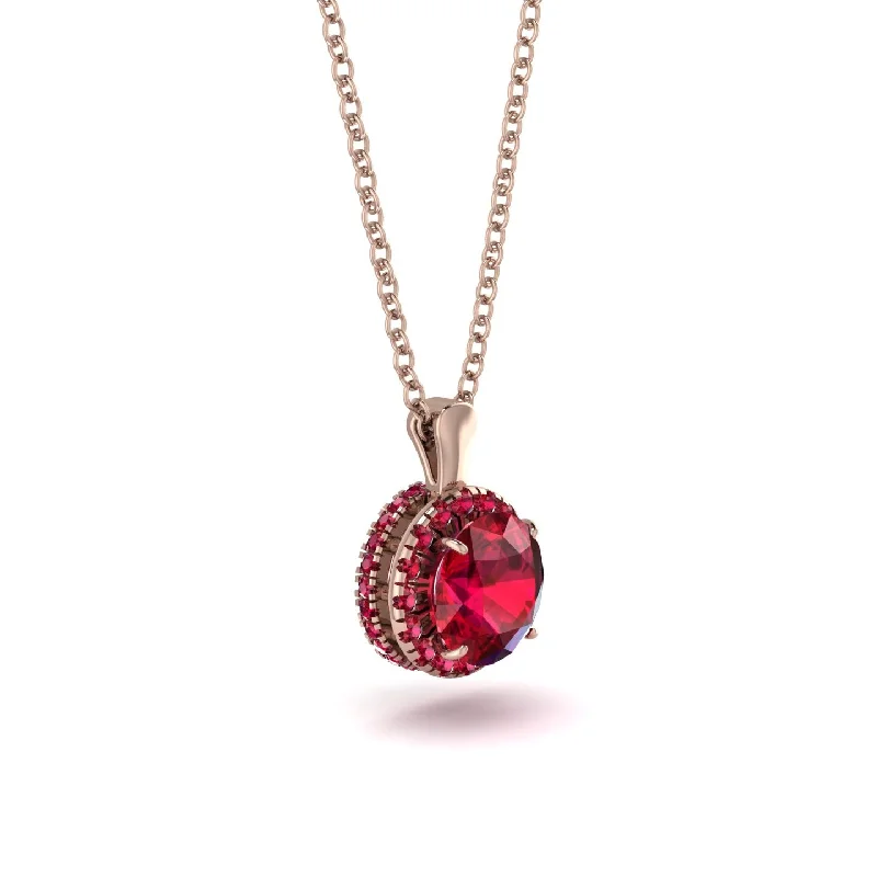 Hidden Halo Ruby Necklace - Catalina No. 56