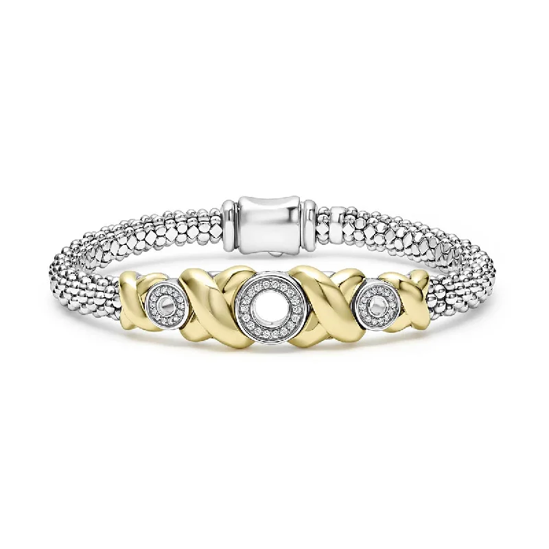 Trendy Bangles And Bracelets For Layered Fashion-18K Gold XO Diamond Bracelet