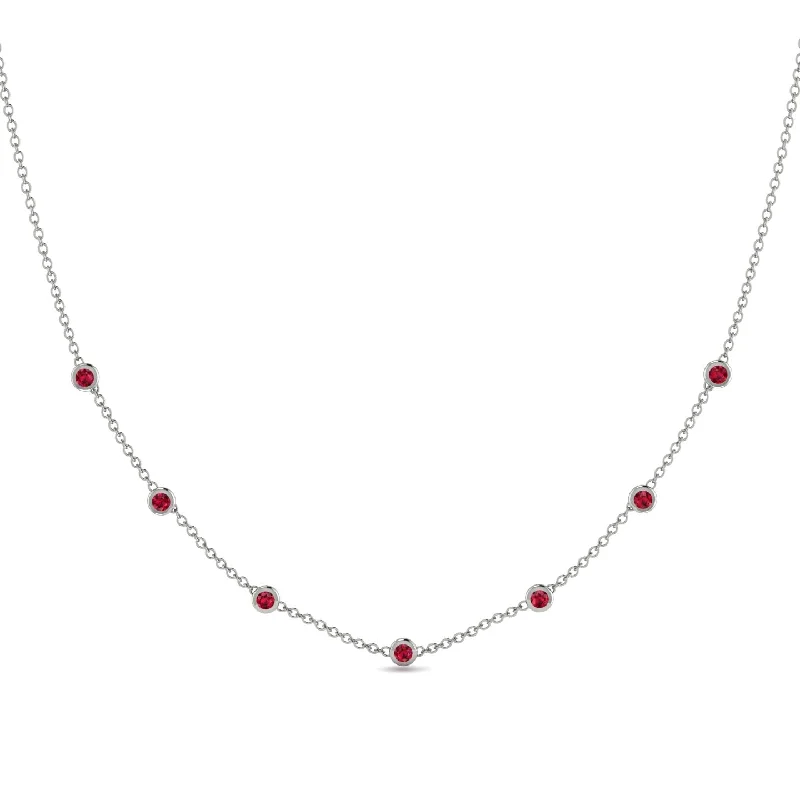 Minimalist Bezel Ruby Necklace - Liv No. 12