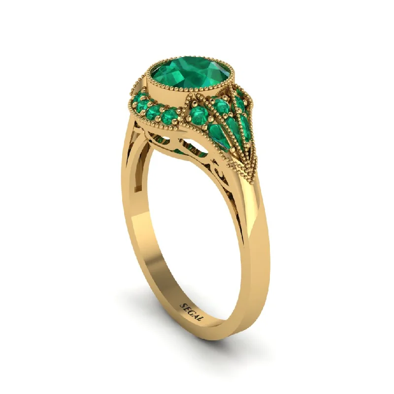 Stunning Opal Rings For Elegant Appeal-Emerald Vintage-Inspired Besel Engagement Ring - Makenzie No. 19