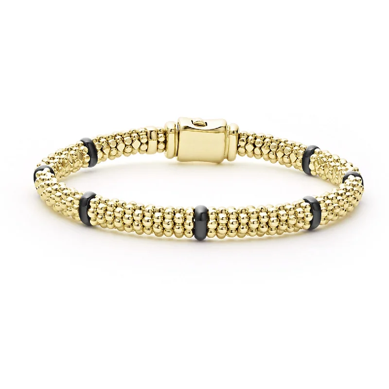 Classic Gold-Set Bracelets For Timeless Glam-Five Ceramic Station Gold Rope Bracelet