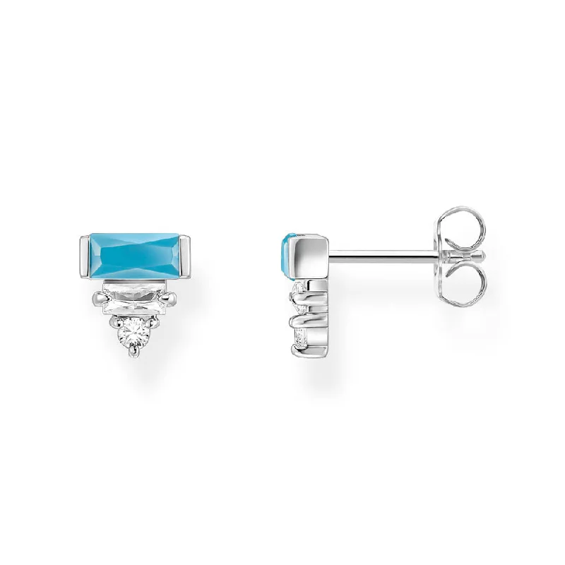 Luxury Earrings For High-End Fashion-Thomas Sabo Sterling Silver Mystic Island Turqoise cubic Zirconia Earrings