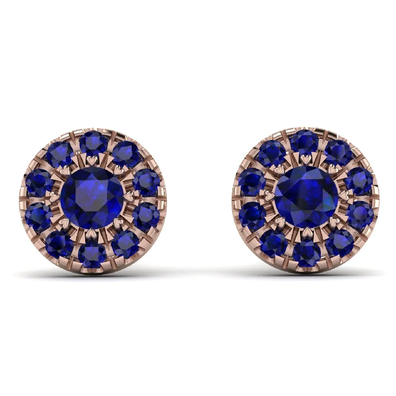 Summer Earrings For Beach Vibes-Halo Sapphire Earrings - Heaven No. 74