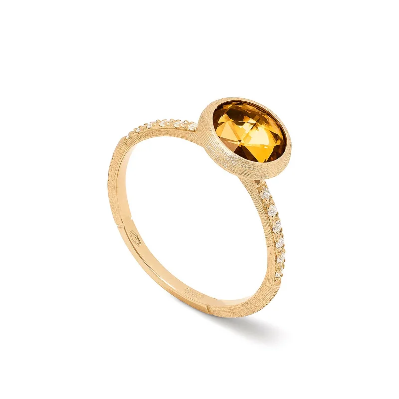 Elegant Engagement Rings For Timeless Glam-18kt Yellow Gold Citrine Diamond Jaipur Collection Ring