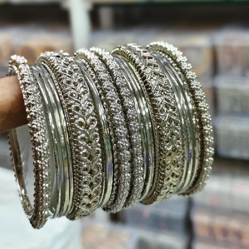 Gorgeous Mother-of-Pearl Bangles For Elegant Style-Kavita Art Oxidised Plated Bangles Set