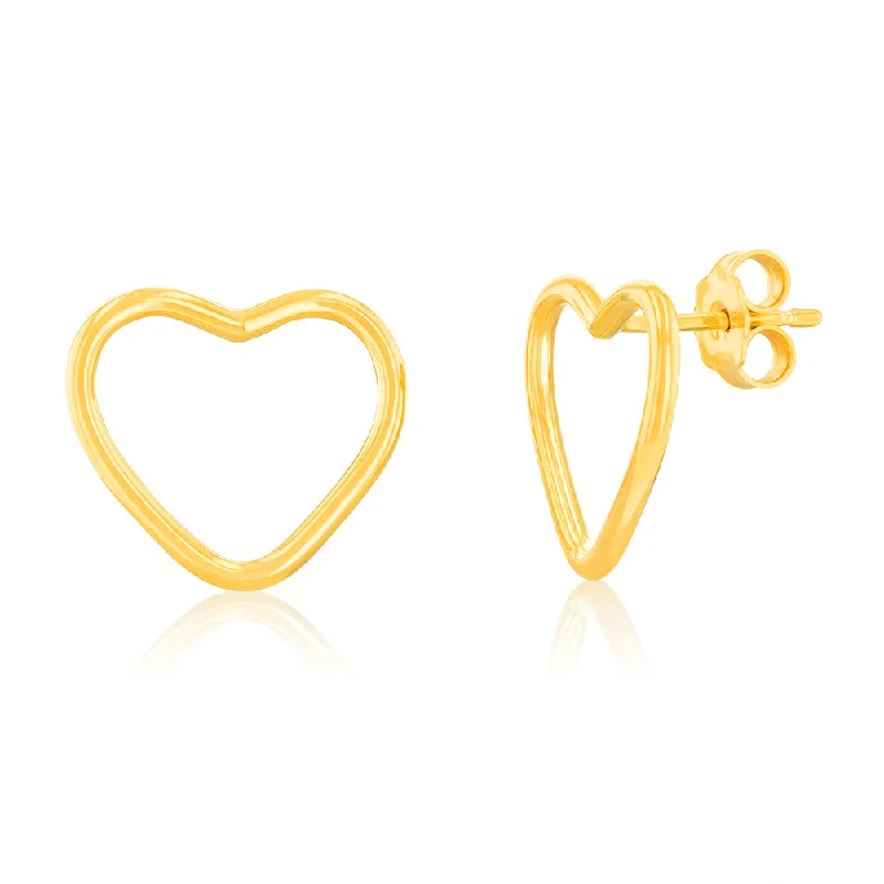 Elegant Silver Earrings For Formal Occasions-Sterling Silver Gold Plated Open Heart Stud Earrings