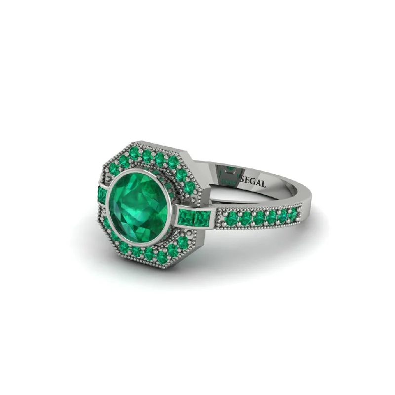 Personalized Engagement Rings For Unique Proposals-Emerald Octagon Halo Engagement Ring - Leia No. 21