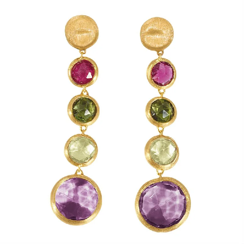 Sparkling Stud Earrings For Evening Glam-Marco Bicego Jaipur Yellow Gold Single Strand Dangle Gemstone Earrings OB901 MIX01Y