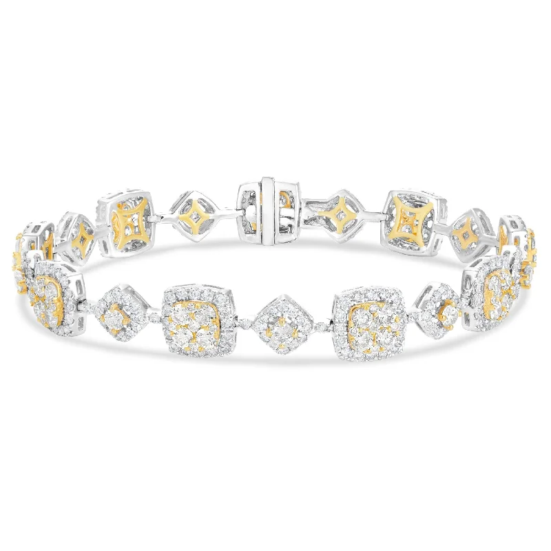 Stunning Black Gemstone Bracelets For Bold Glam-14K White & Yellow Gold 6.5ct Cluster Diamond Bracelet