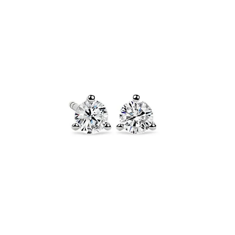 Bridal Earrings For Wedding Day Glam-White Gold Diamond Stud Earrings