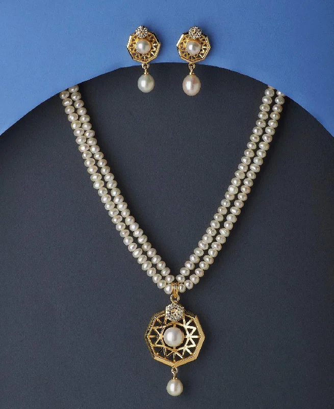 Floral Real Pearl Necklace Set