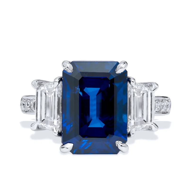 Timeless Gemstone Rings For Elegant Style-Madagascar Royal Blue Sapphire Diamond Platinum Ring