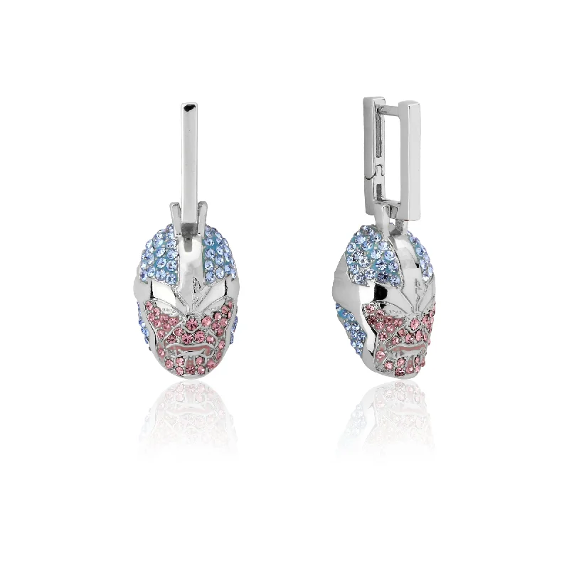 Unique Handmade Earrings For Personalized Gifts-Disney Stainless Steel 14ct White Gold Plated Thanos Crystal 36mm Drop Earrings