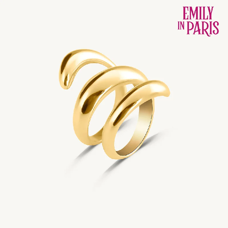 Affordable Gold Engagement Rings For Brides-Spiral Three Layer Gold Ring