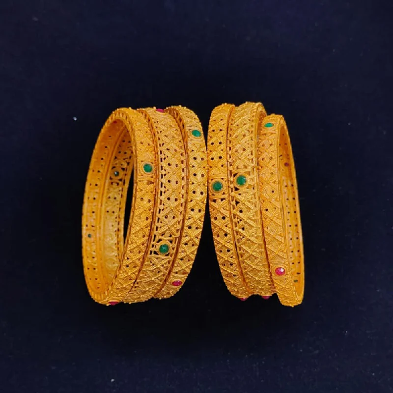 Unique Open Bangles For Trendy Fashion-Pooja Bangles Gold Plated Pota Stone Bangles Set