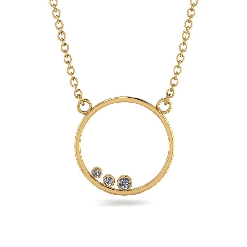 3 Diamond Round Necklace - Raina No. 1