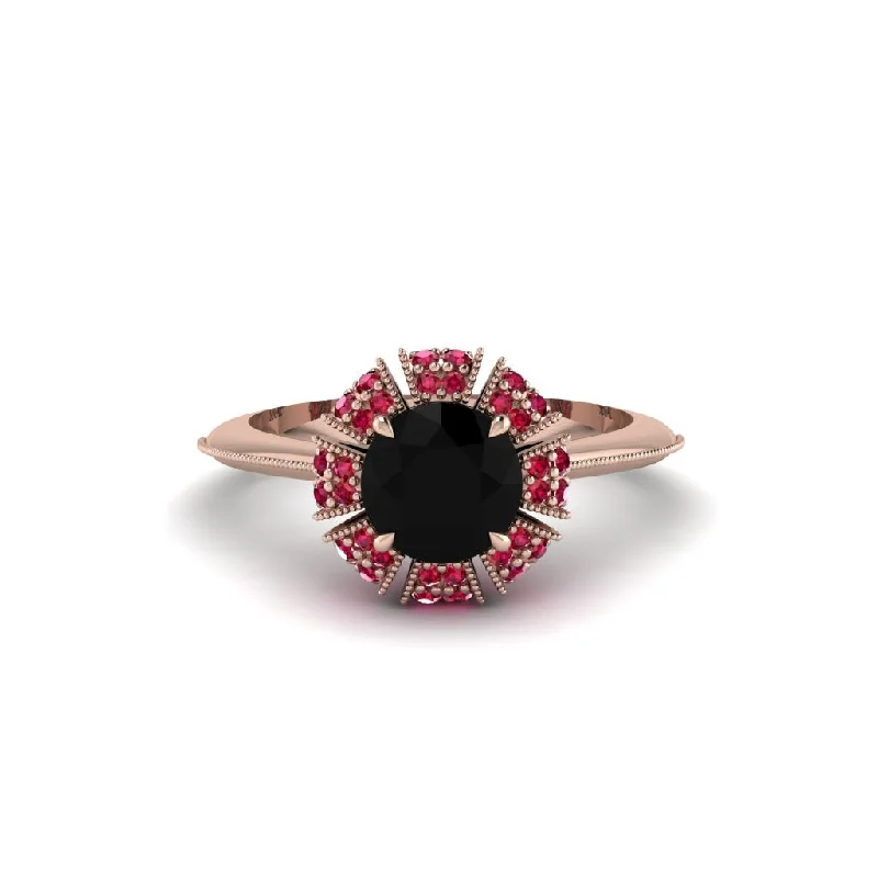 Unique Gemstone Rings For Colorful Fashion-Ruby Crown Halo Engagement Ring - Annie No. 53