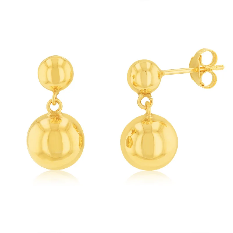 Artistic Pearl Earrings For Classic Beauty-9ct Yellow Gold 5mm And 8mm Ball Drop Earrings