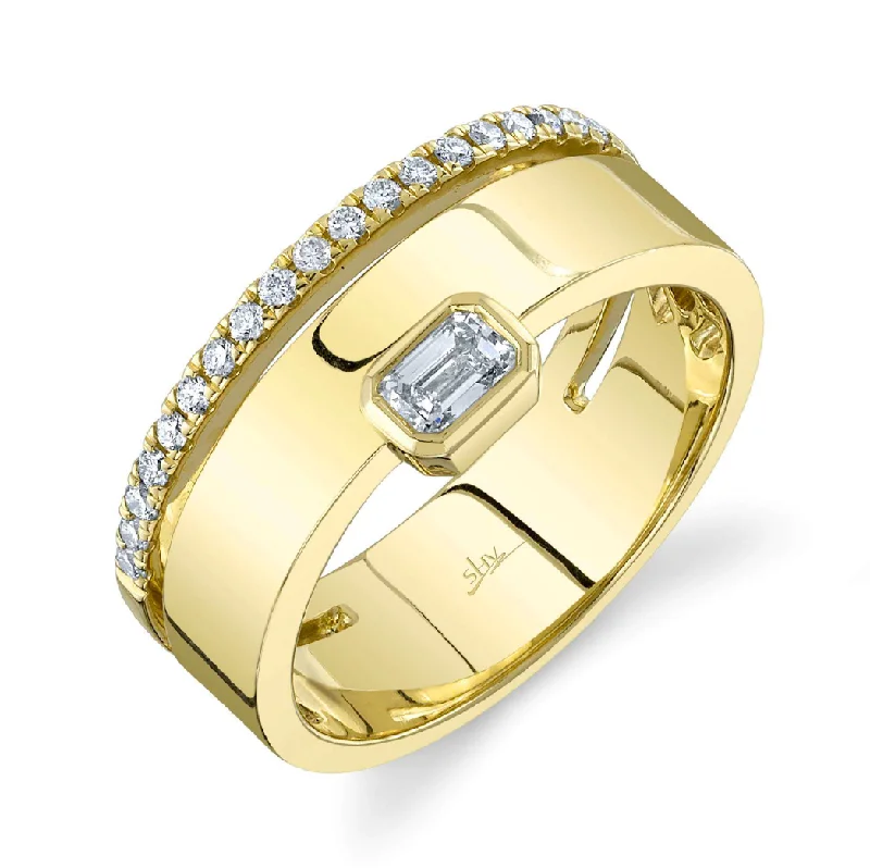 Beautiful Sapphire Wedding Rings For Bridal Fashion-Yellow Gold Bezel Set Pave Diamond Ring