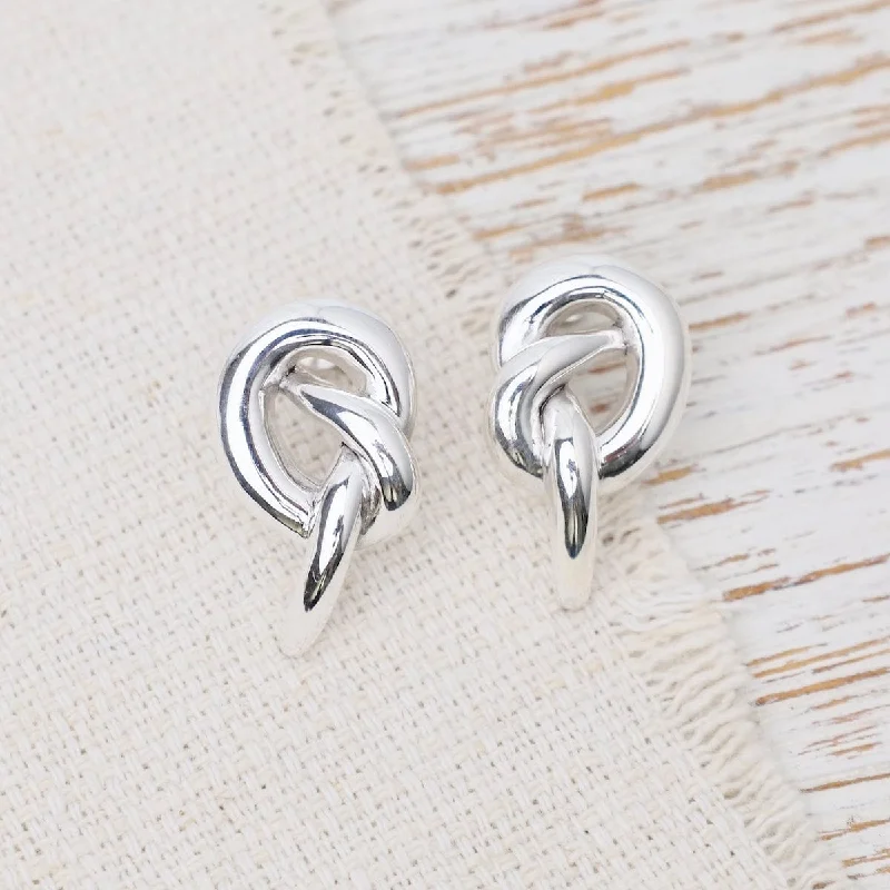 Long Drop Earrings For Fashion Enthusiasts-Electroform Knot Post Earrings