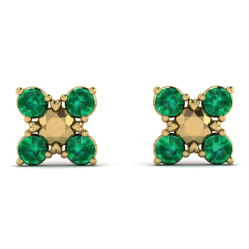 Artistic Dangle Earrings For Casual Outfits-GeometricEmerald Earrings Golden Diamond - Jayda No. 4