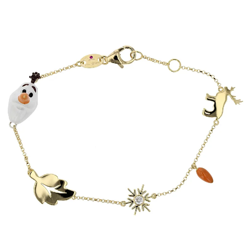 Trendy Multi-Chain Bracelets For Layered Looks-18K Yellow Gold Frozen 2 Diamond Charm Bracelet