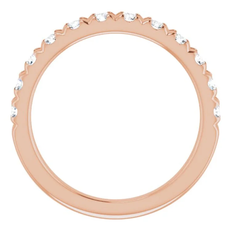 Classic Rose Gold Rings For Timeless Appeal-14K Rose 3/4 CTW Lab-Grown Diamond French-Set Anniversary Band