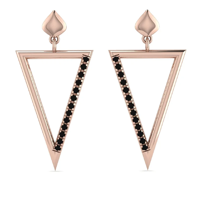 Classic Earrings For Timeless Style-Triangle Black Diamond Stud Earrings - Amiyah No. 8