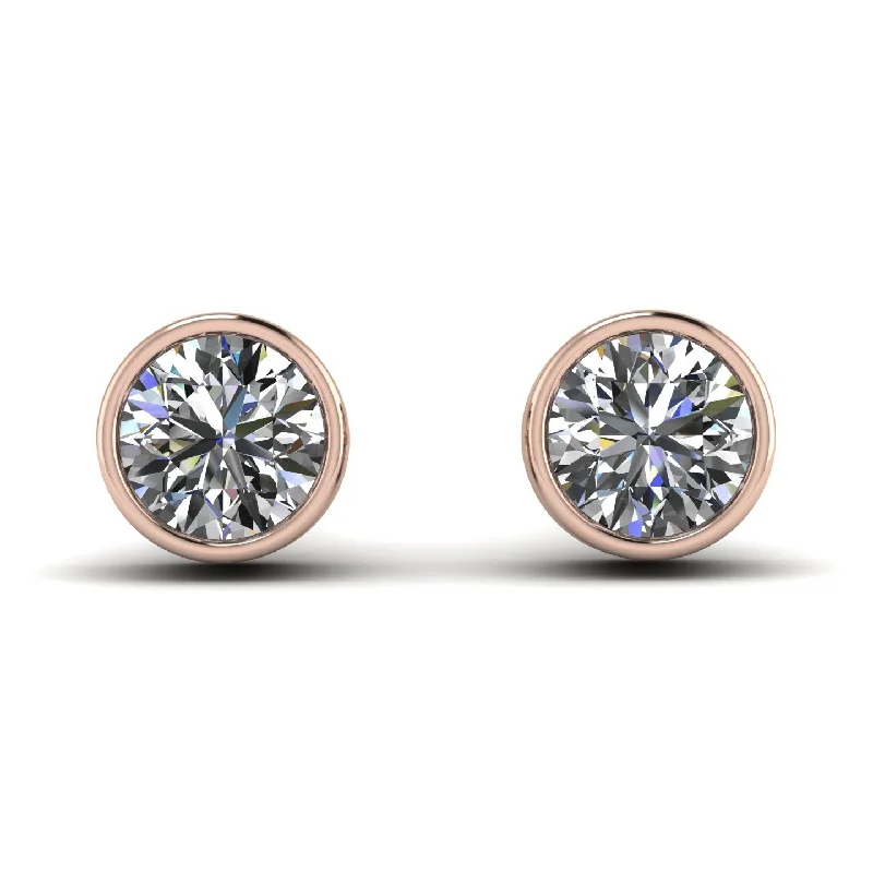 Fancy Stud Earrings For Formal Events-Bezel Stud Diamond Earrings - Royal No. 2