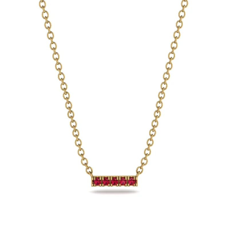 Small Ruby Necklace Bar With  - Zahra No. 10