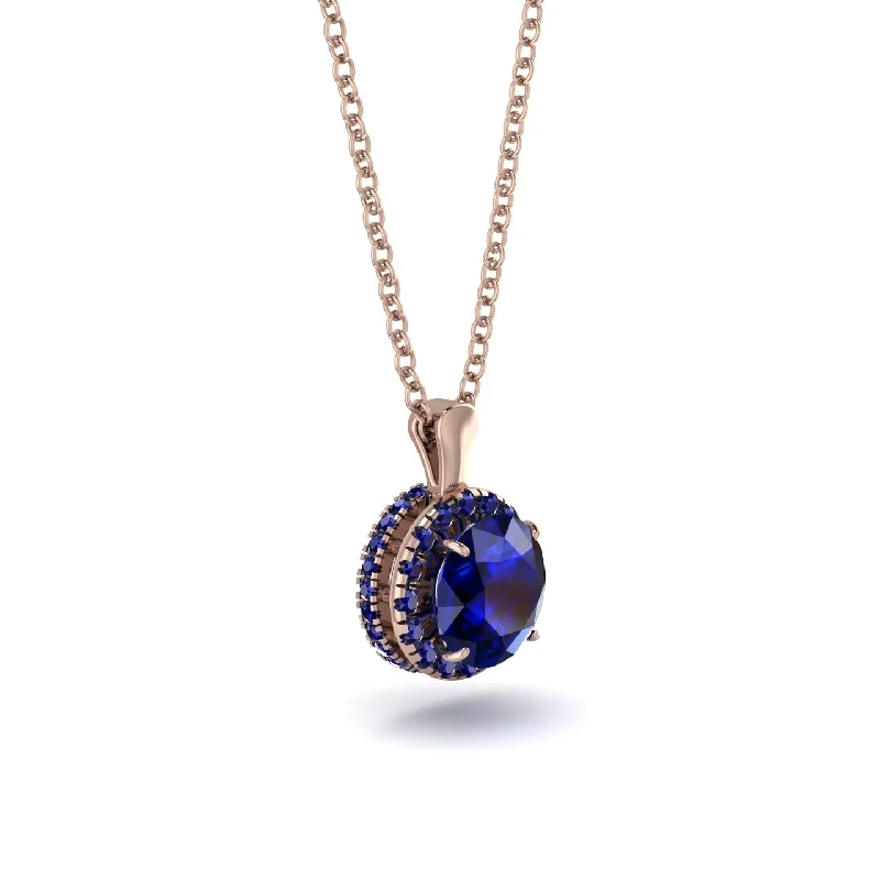 Hidden Halo Sapphire Necklace - Catalina No. 74