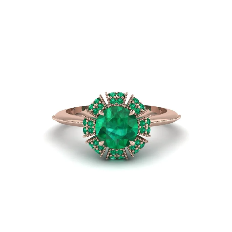 Classic Engagement Rings For Timeless Style-Emerald Crown Halo Engagement Ring - Annie No. 20