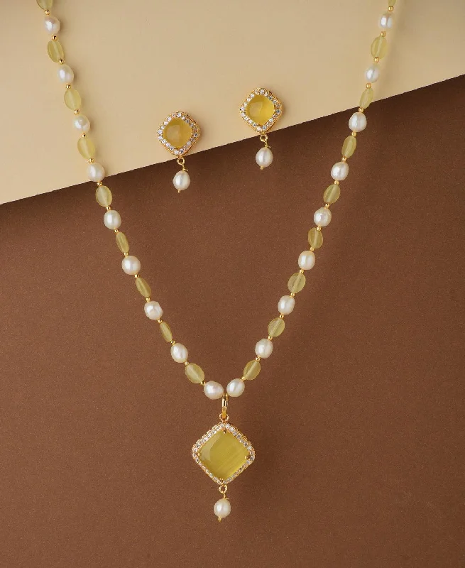 Regal Yellow Beads Necklace Set