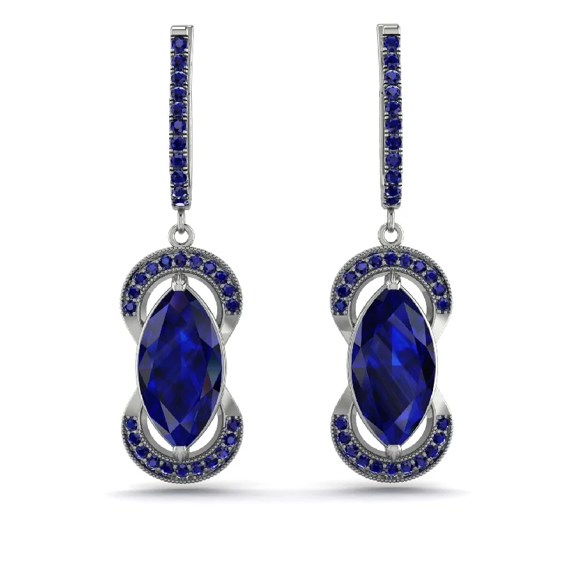 Classic Hoop Earrings For Timeless Style-Marquise Vintage Sapphire Earrings - Marley No. 75