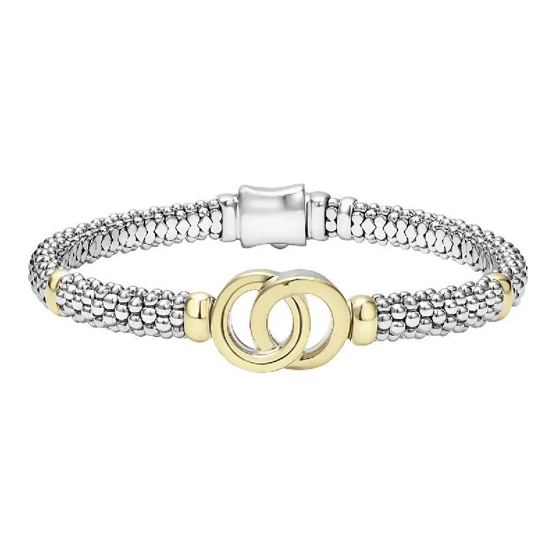 Beautiful Stainless Steel Bracelets For Everyday Wear-Two-Tone Interlocking Caviar Bracelet