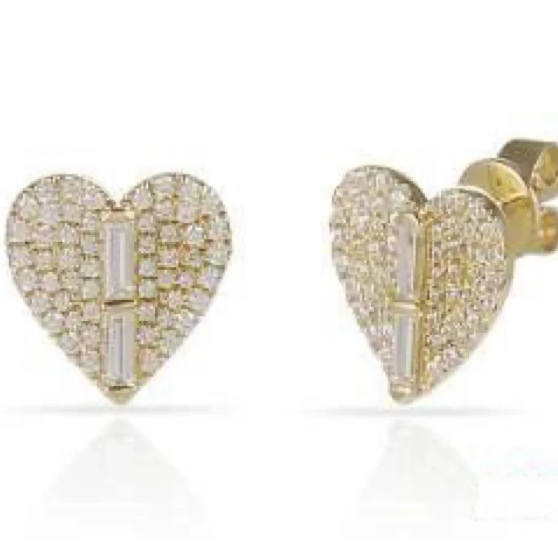 Timeless Gold Earrings For Special Moments-Diamond Heart Earrings