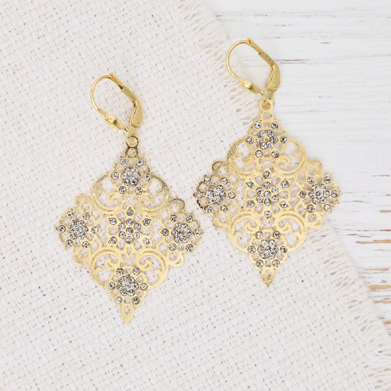 Bold Earrings For Statement Fashion-Square Filigree Earrings