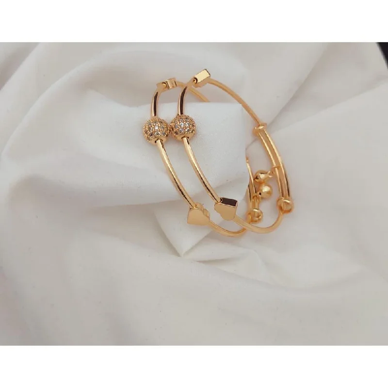 Stunning Stackable Bangles For Trendy Looks-Akruti Collection Gold Plated Adjustable Bangle Set