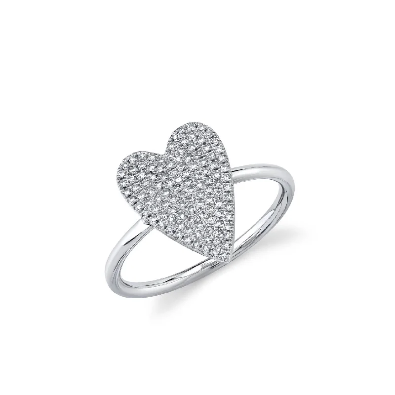 Unique Diamond Wedding Bands For Fashion-Forward Couples-White Gold Pave Diamond Heart Ring