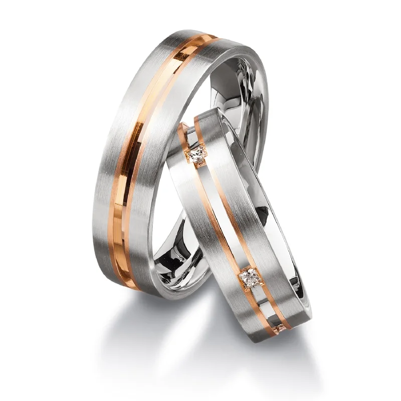 Simple Custom Rings For Thoughtful Gifts-18k White and Rose Gold 5.5mm Wedding Band Ring