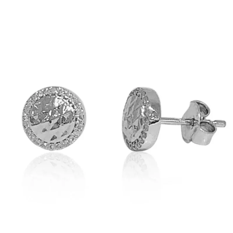 Elegant Drop Earrings For Special Events-White Gold Diamond Stud Earrings