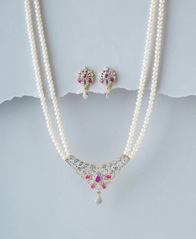 Floral Real Pearl Necklace Set