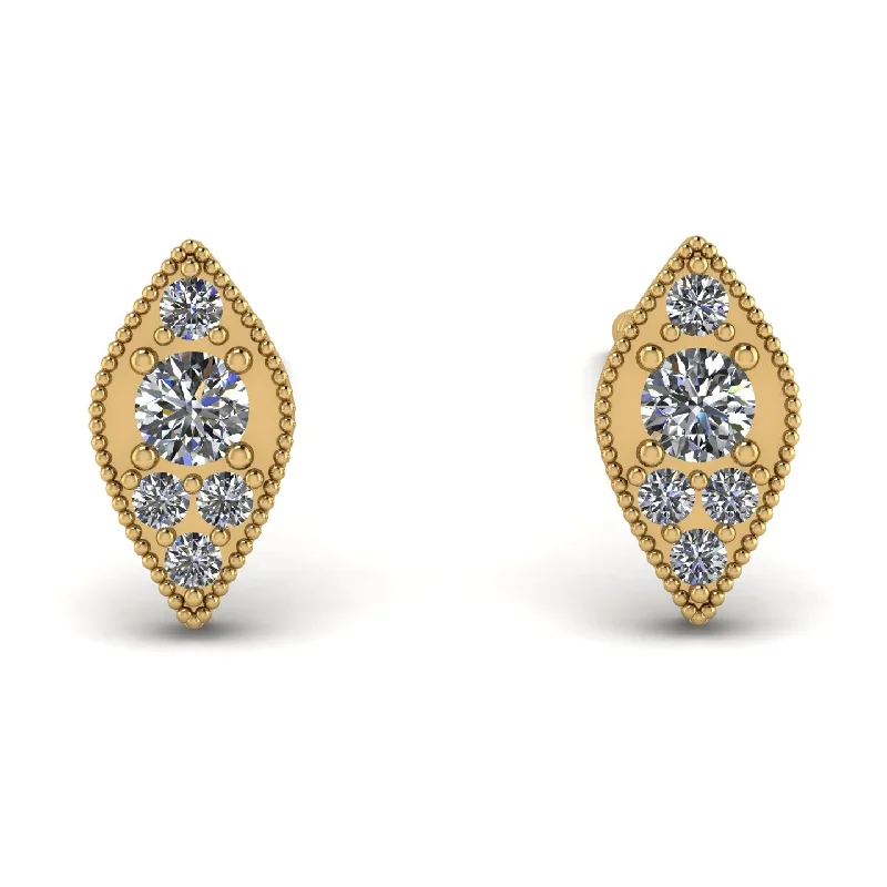 High-End Earrings For Luxury Fashionistas-Milgrain Marquise Diamond Earrings - Faye No. 1