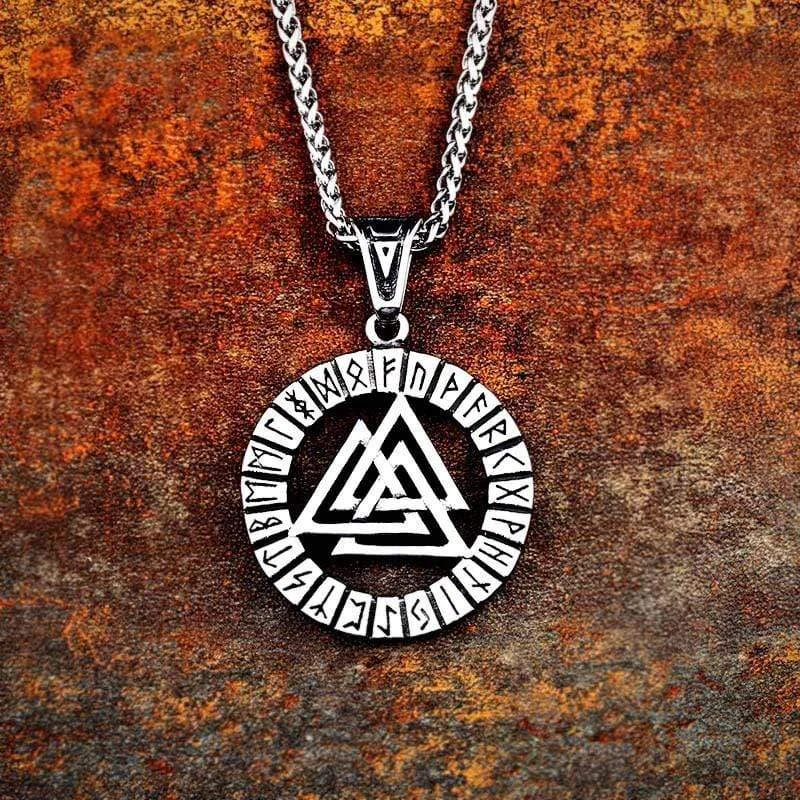 Men's Punk Rune Overlapped Triangle Necklace