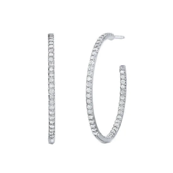 Elegant Drop Earrings For Night Glam-Roberto Coin 18k White Gold 30MM Inside Outside Diamond Hoop Earrings