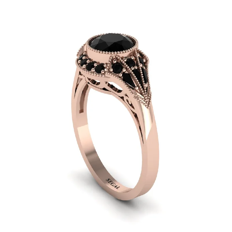 Stunning Gold Rings For Fashionable Looks-Black Diamond Vintage-Inspired Besel Engagement Ring - Makenzie No. 38