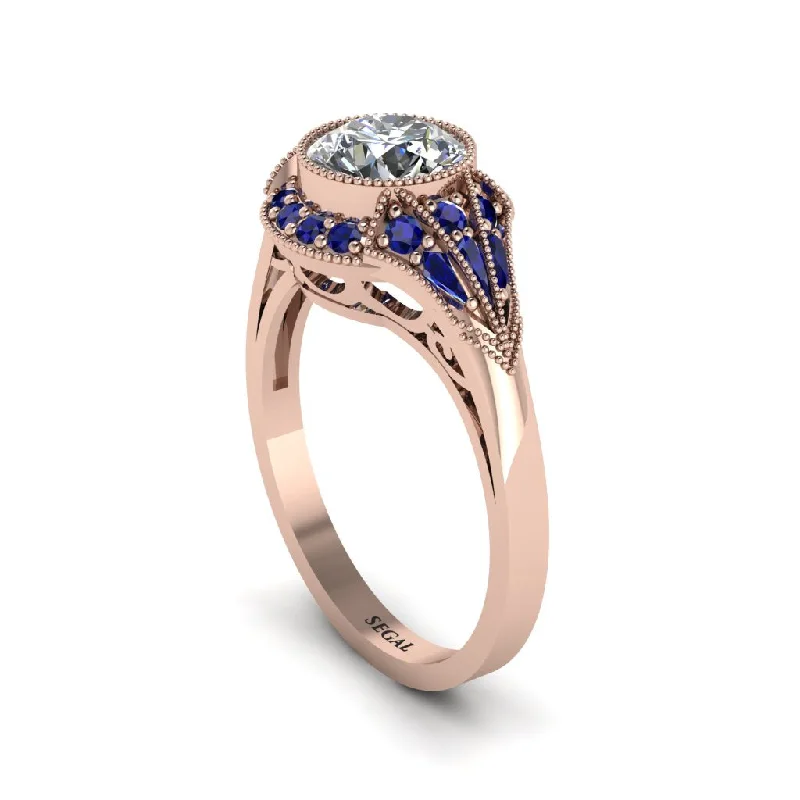 Stunning Gemstone Wedding Rings For Creative Brides-Sapphire Vintage-Inspired Besel Engagement Ring - Makenzie No. 62